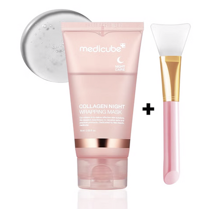 Medicube Collagen Night Wrapping Cream & Silicone Face Mask Brush