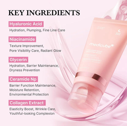 Medicube Collagen Night Wrapping Cream & Silicone Face Mask Brush